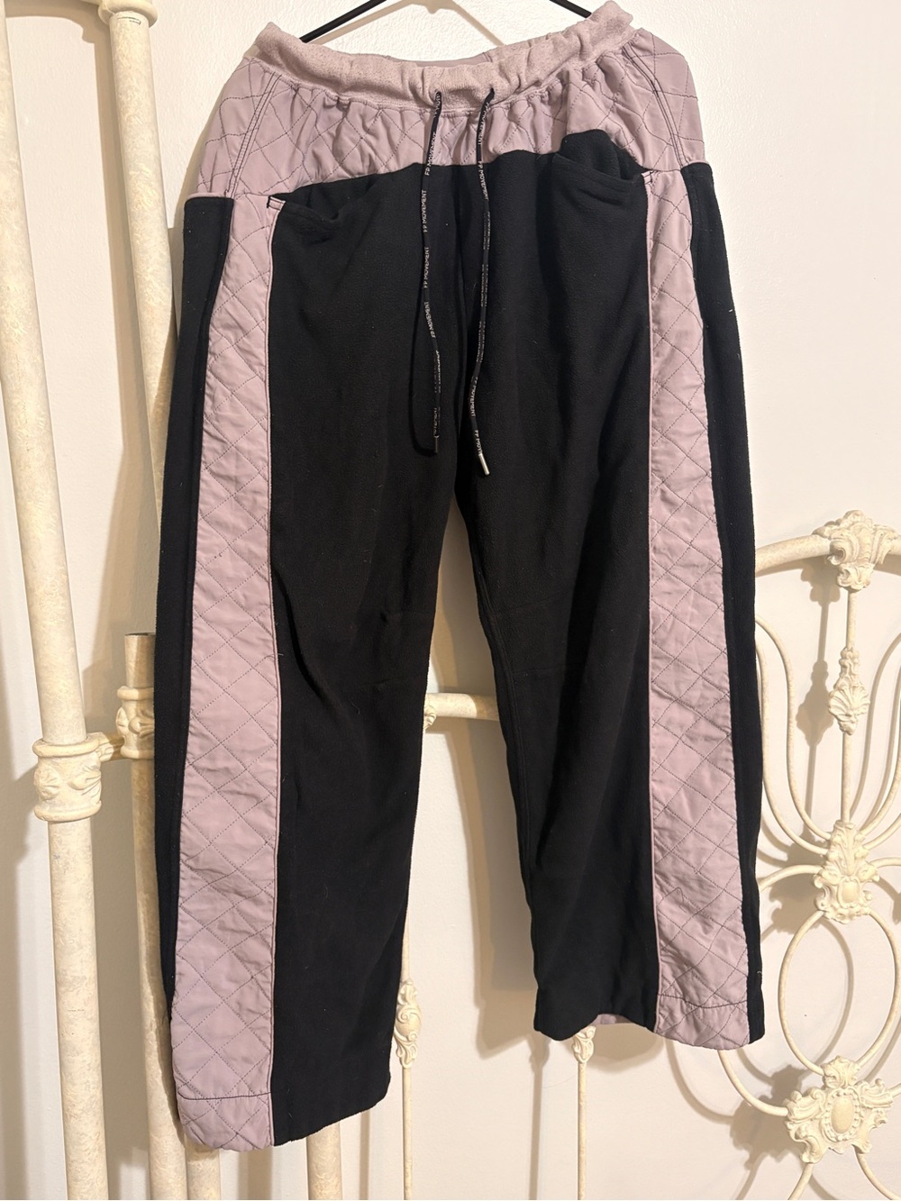 Free people “ Snow Pant” wide leg quilted fleece movement